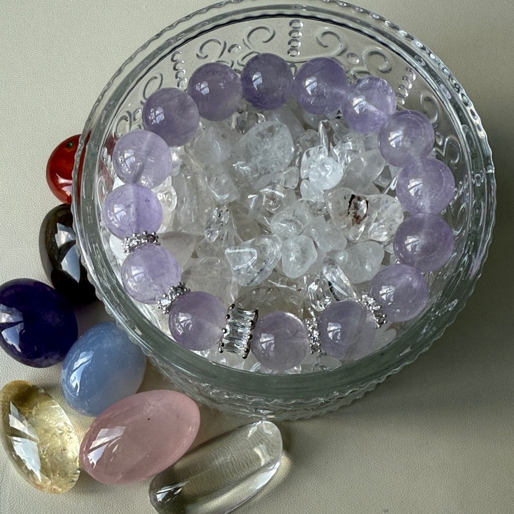 Designer Amethyst Crystal Bracelet | Elegant Purple Beaded Jewelry